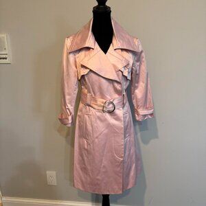 Vintage Bebe Baby Pink Satin Trench Coat